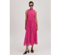Florere Florere Lace Tie Back Midi Dress Bright Pink EU 36 (UK 8)