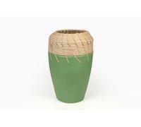 FLORERO CERAMICA VERDE/RATTAN