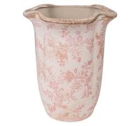 FLORERO ONDULADO PORCELANA BEIGE/ROSA
