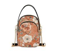 Flores Blossoms Sac à main tendance en toile orange pour femme avec plusieurs poches