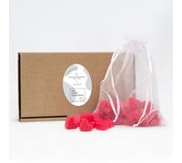 Florex Savon au lait de brebis en forme de cœur - Lot de 50 mini savons pour invités - Savon naturel fait main - Idéal pour baptême, communion, confirmation, cadeau - Dans boîte cadeau (Lotus - Rouge)