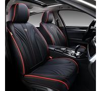 FLORICH Lot de 2 Housses de siège de Voiture en Cuir - Housses de siège Avant imperméables - Compatibles avec la Plupart des Voitures, SUV, camions - Noir et Rouge
