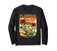 Florida Alligator Guitare rétro Coucher de Soleil Crocodile Manche Longue