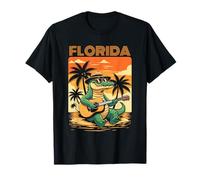 Florida Alligator Guitare rétro Coucher de Soleil Crocodile T-Shirt
