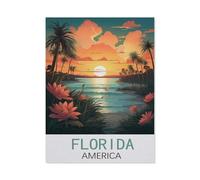 Florida America Vintage Travel Posters，Puzzle 1000 Pieces Paper Puzzle Adult Children's Educational Toy Family Decompression Game（38x52CM）-CP29