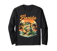 Florida Crocodile Jouant de la Guitare Vintage Alligator Musique Manche Longue
