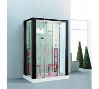 Florida Douche à vapeur avec sauna infrarouge 145 x 90 cm - Cabine de bien-être avec générateur de vapeur de 3 kW, 12 buses de massage, douche de pluie, lumière colorée LED, assise, Bluetooth et