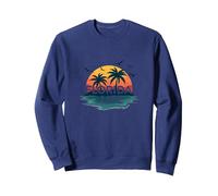 Florida Life : Tropical Paradise Sunset Beach Sweatshirt, Unisexe pour Adultes, Bleu Marine, L