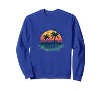 Florida Life : Tropical Paradise Sunset Beach Sweatshirt, Unisexe pour Adultes, Bleu Royal, S