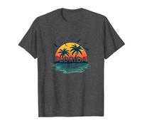 Florida Life : Tropical Paradise Sunset Beach T-Shirt, Homme, Chiné Foncé, S