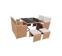 Florida - Salon De Jardin Résine Tressée Naturel 8 Places Marron