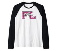 Florida Softball Vintage Rose Animal Style FL State Art Manche Raglan