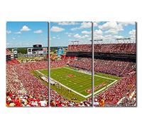 Floride - Décoration murale à 3 panneaux - Art mural - Stade de football américain - Impression sportive - Illustration de stade Buccaneers Raymond James - Décoration d'intérieur pour salon, chambre à coucher encadrée - Prête à accrocher (71,1 x 106,7 cm (l x H)
