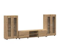 Florin Ensemble de meubles TV 3 pièces en chêne artisanal avec espace de rangement, tiroirs, buffets, ensemble de meubles de salon modernes pour multimédia, étagère, meuble bas, vitrine, peu