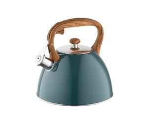 FLORINA - Bouilloire Inox (2,5 l) I Bouilloire Sifflante FRANK I Poignée Résistante à la Chaleur I Non Electrique I Induction, Gaz I Pour Thé et Café I Couleur: Vert foncé mat