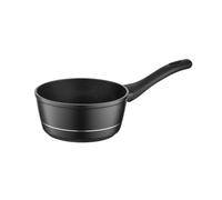 FLORINA Casserole en Aluminium (1 l) I Casserole Induction DELUX I 16 cm Diamètre I Marmite pour Induction, Gaz, Electrique I Batterie de Cuisine I Revêtement Antiadhésif, Noir