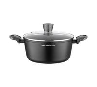 FLORINA - Casserole en Aluminium (4 l) I Casserole Induction BONO I 24 cm Diamètre I Marmite pour Induction, Gaz, Electrique I Batterie de Cuisine I Revêtement Antiadhésif I Couleur: Noir