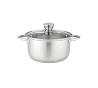 FLORINA Casserole Matteo 16 cm 1,9 L en acier inoxydable avec couvercle en verre | Compatible induction, gaz, électrique et vitrocéramique | Graduation interne | Lavable au lave-vaisselle