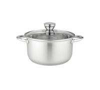 FLORINA Casserole Matteo 18 cm 2,6 L en acier inoxydable avec couvercle en verre | Compatible induction, gaz, électrique et vitrocéramique | Graduation interne | Lavable au lave-vaisselle