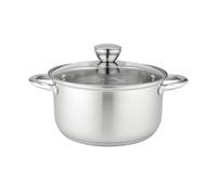 FLORINA Casserole Matteo 22 cm 4,4 L en acier inoxydable avec couvercle en verre | Compatible induction, gaz, électrique et vitrocéramique | Graduation interne | Lavable au lave-vaisselle