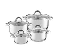 FLORINA - Casseroles (Lot de 8) I Casserole Inox CLAUDE I Pour Induction, Gaz I Set avec Couvercle en Verre I Batterie de Cuisine I Acier Inoxydable I Couleur: Argent