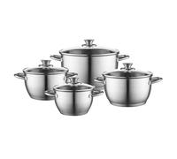 FLORINA - Casseroles (Lot de 8) I Casserole Inox HENRY I Casseroles pour Induction, Gaz I Lot de Casseroles avec Couvercle en Verre I Batterie de Cuisine I Acier Inoxydable I Couleur: Argent