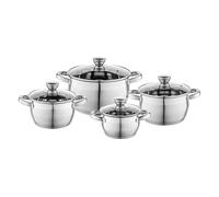 FLORINA Ensemble de Casseroles OLIVER | Set 4 pièces | Acier inox 18/0 | Couvercles en verre trempé | Pour induction, gaz, électrique, céramique | Lave-vaisselle | Ensemble pratique et élégant