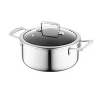 FLORINA Faitout ARISTO 28 cm 7,2l en acier inoxydable avec couvercle en verre | Pour plaques à induction, à gaz, électriques | Avec effet nid d'abeille | Vous pouvez le faire cuire au four