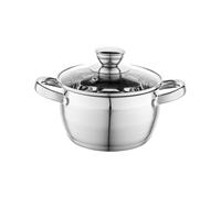 FLORINA Faitout Inox (2,5 l) I Diamètre de 18 cm I Marmite Inox OLIVER I Casserole Acier Inoxydable avec Couvercle en Verre I Faitout pour Induction, Marmite tous Feux I Convient au Lave-vaisselle