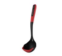 FLORINA Louche en Silicone (33 cm) I Louche Cuisine MARS avec Poignée Soft-Touch Antidérapante I Cuillère de Service avec Anneau de Suspension I Lavable au Lave-vaisselle I Couleur: Rouge - Noir