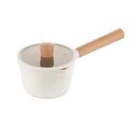 FLORINA Nube Casserole en aluminium | 16 cm | 1,6 l | Compatible induction | Revêtement céramique anti-rayures | Poignée aspect bois Soft-Touch | Résistant à la chaleur, Beige