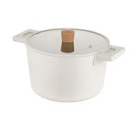 FLORINA Nube Casserole en aluminium | 24 cm | 5,8 l | Compatible induction | Revêtement céramique anti-rayures | Poignée Soft-Touch aspect bois | Couvercle en verre résistant à la chaleur