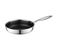 FLORINA Poêle en acier inoxydable ARISTO | 28 cm | Structure à 3 couches | Revêtement antiadhésif à effet nid d'abeille | Résistant au four | Poignée ergonomique | Pour tous types de poêles