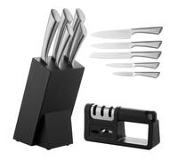 FLORINA Set de Couteaux de Cuisine avec Aiguiseur et Bloc PERFECT STEEL I Set de 7 Pièces Incluant Couteau de Chef, Couteau Universel, Couteau à Pain, Couteau à Légumes, Couteau à Viande