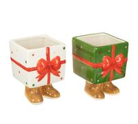 Floristik24 Cache-pot de décoration de Noël en céramique, design cadeau avec pieds mignons