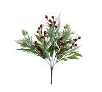 FloristryWarehouse Bouquet artificiel de baies rouges en pin givré et eucalyptus vert 40 cm