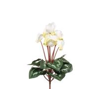 FloristryWarehouse Bouquet de cyclamen imitation soie 8 têtes de fleurs avec feuilles Blanc 30 cm