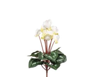 FloristryWarehouse Bouquet de cyclamen imitation soie 8 têtes de fleurs avec feuilles Blanc 30 cm