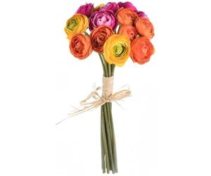 FloristryWarehouse Lot de 14 Mini Fleurs artificielles de renoncule Orange, Jaune et Rose Cerise 27 cm