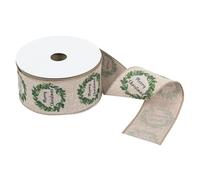 FloristryWarehouse Ruban à bords métalliques de qualité supérieure - 25 m x 63 mm - Motif couronne de Noël - Vert