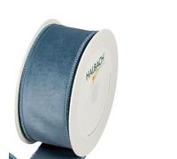 FloristryWarehouse Ruban de Noël en velours bleu foncé de 50 mm de large sur un rouleau de 8 m à bord filaire