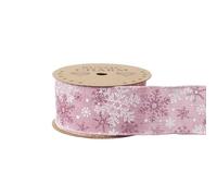 FloristryWarehouse Ruban de Noël rose en tissu à bords métalliques de 60 mm de large sur un rouleau de 10 m de long Motif flocon de neige