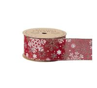 FloristryWarehouse Ruban de Noël rouge en tissu avec bords métalliques de 60 mm de large sur un rouleau de 10 m de long Motif flocon de neige