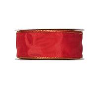FloristryWarehouse Ruban de taffetas rouge 40 mm de large x 25 m avec bord doré
