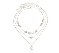Florisync Collier unique fabriqué à la main avec pendentif en forme d'étoile de mer avec double chaîne, design léger pour une élégance quotidienne collier multi-occasions, taille unique, Comme décrit