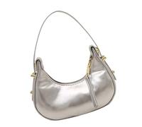 Florisync Sac compact en forme de lune avec poignée sur le dessus, construction légère, accès facile, convient pour les femmes et les filles, sac à poignée supérieure, Argenté., One Size