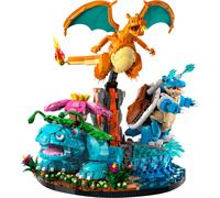 LEGO Pokémon Florizarre, Dracaufeu et Tortank - Set pour Adulte - Maquette 3D - 3 Figurines Anime pour Décoration DIY de Salon ou Bureau - Idée de Cadeau Gaming Collector pour Fans 72153