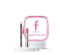 Flormar Kit de maquillage avec rouge à lèvres et crayon à lèvres imperméable 246 Rosebush, rouge à lèvres Sheer Up 003 Pinky Nude
