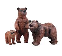 FLORMOON Figures d'animaux 3pcs Réaliste Ours Brun Modèle d'action Plastique Animal Sauvage Apprentissage Fête des faveurs Jouets Éducatif Jouets de Ferme forestière pour Les Enfants