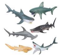 FLORMOON Figurines de Requin réalistes - 6 modèles d'action de créatures sous-Marines - Jouet éducatif et décoration de gâteau pour Enfants - Cadeau d'anniversaire de Noël idéal